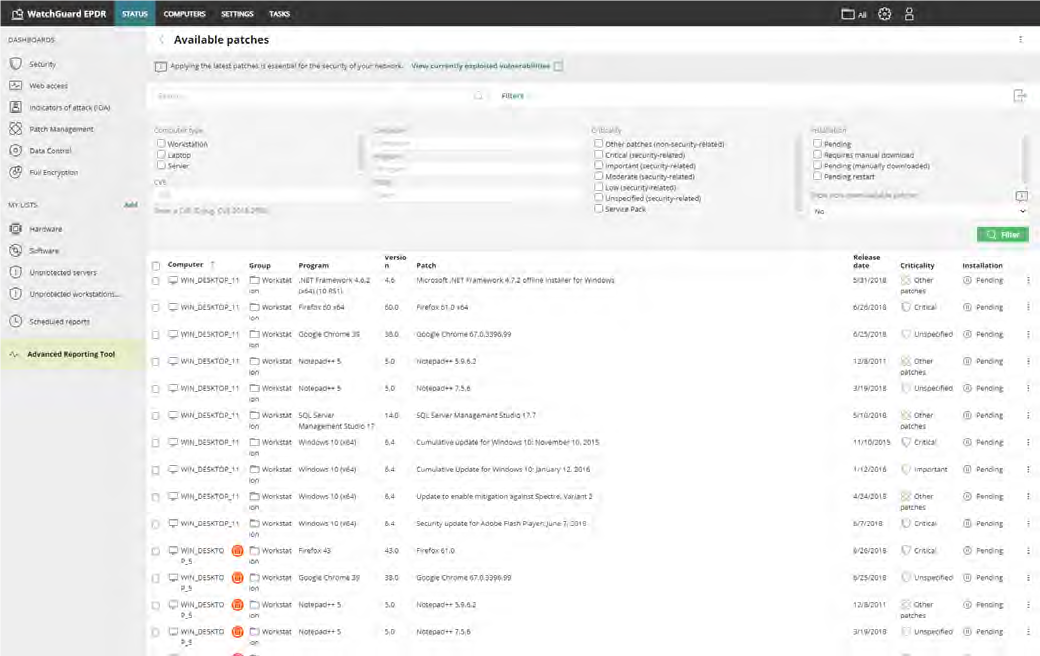 WatchGuard Patch Management- Available Patches